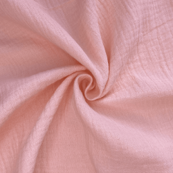 Ткань Муслин Жатый, цвет Нежно-Розовый (на отрез)  в Мелеуз