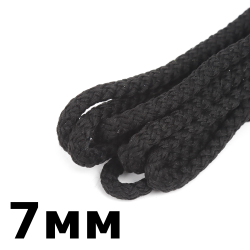Шнур с сердечником 7мм,  Чёрный (плетено-вязанный, плотный)  в Мелеуз